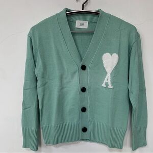 Ami Mint Green Cardigan with White Heart 'A' Patch